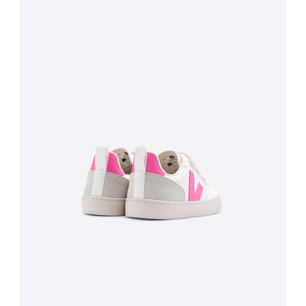 Kids' Veja V-10 CWL Shoes White/Pink | ZA 786UZG